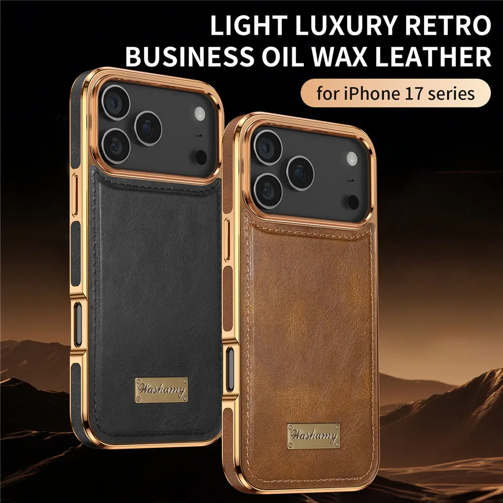 

Магнитный чехол из воловьей кожи для iPhone 15, 16, 17 Pro Max, деловой чехол из масляного воска