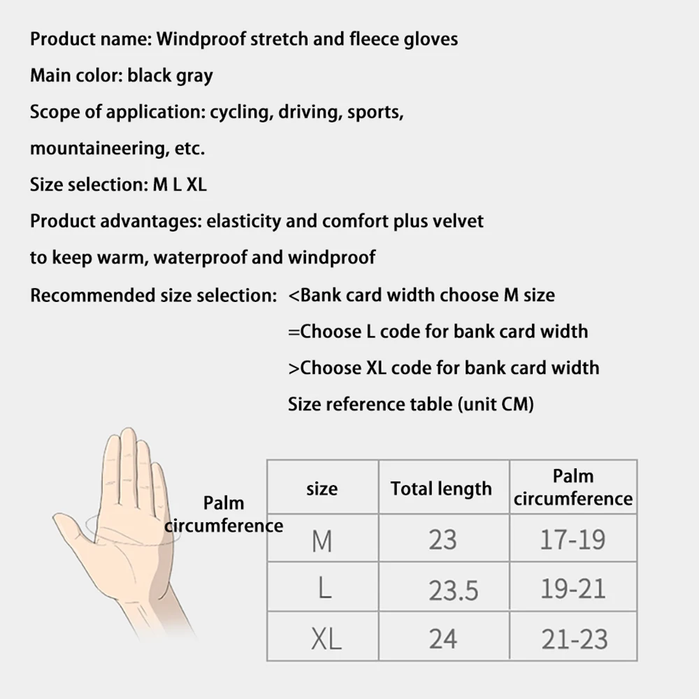 1 Pair Winter Fishing Gloves Touch Screen Waterproof Sports Gloves Women Men Keep Warm Gloves Anti-slip Cycling Skiing Gloves