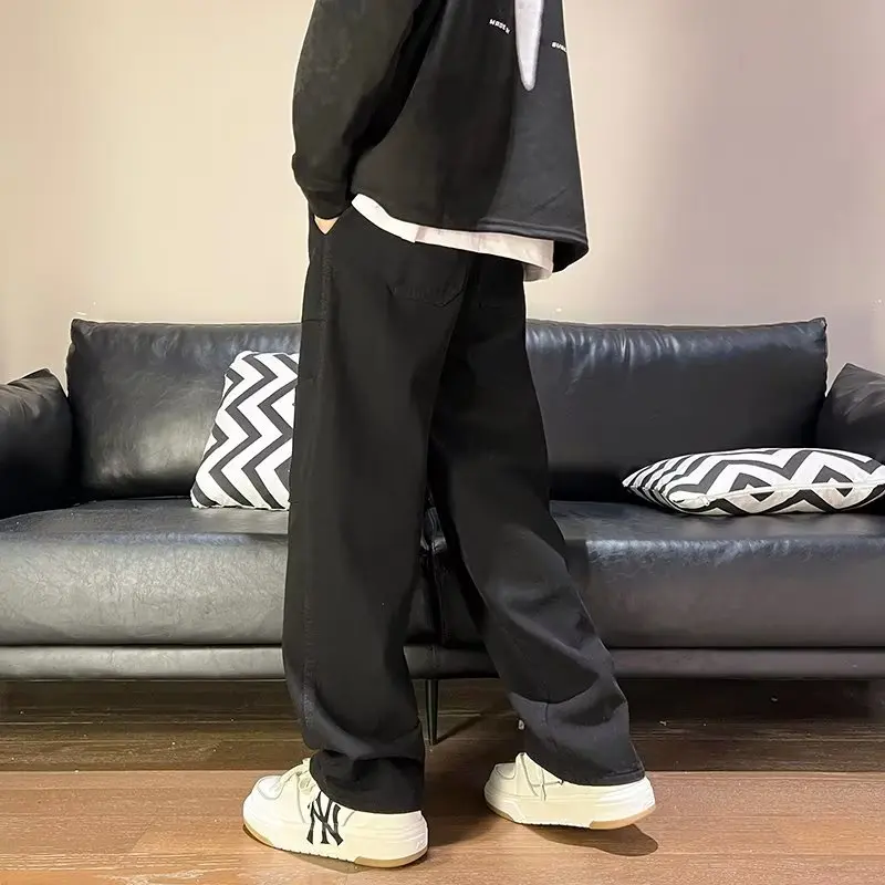 S-3XL Jeans Heren Losse Amerikaanse stijl Vintage High Street Gewassen denimbroek All-match Chic Ins Hip Hop Herfst Populair College