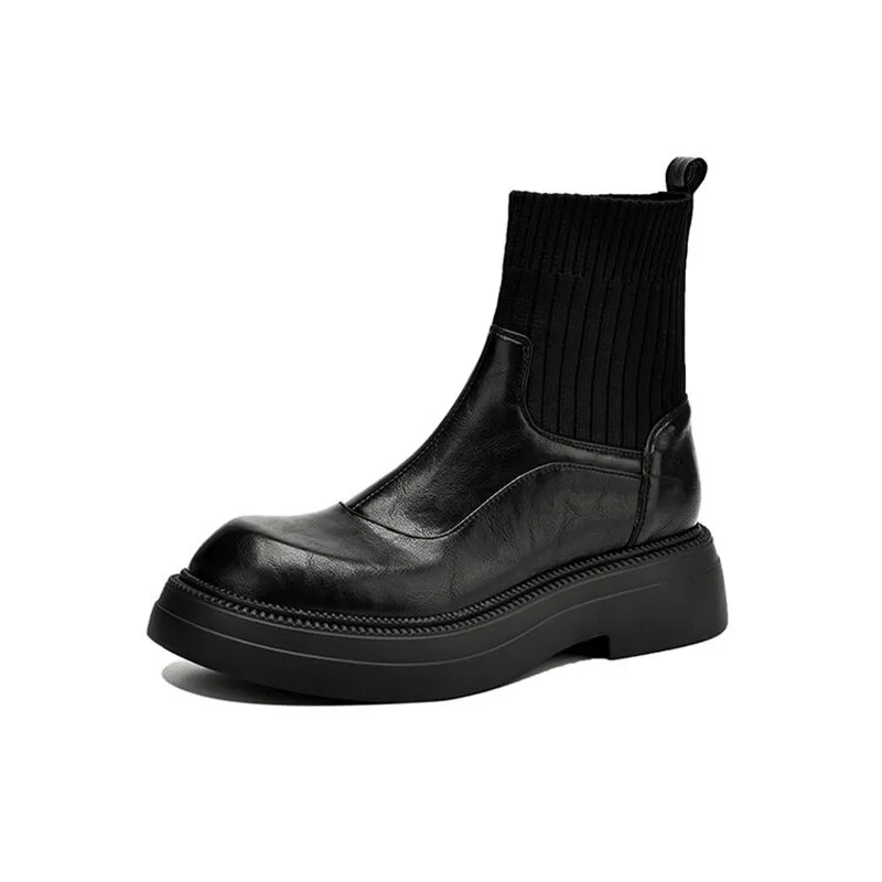 New Autumn Winter Women Boot Shoes for Women Round Toe Platform Short Boots Fashion Boots Chunky Heel Boots Handmade Size 34-43