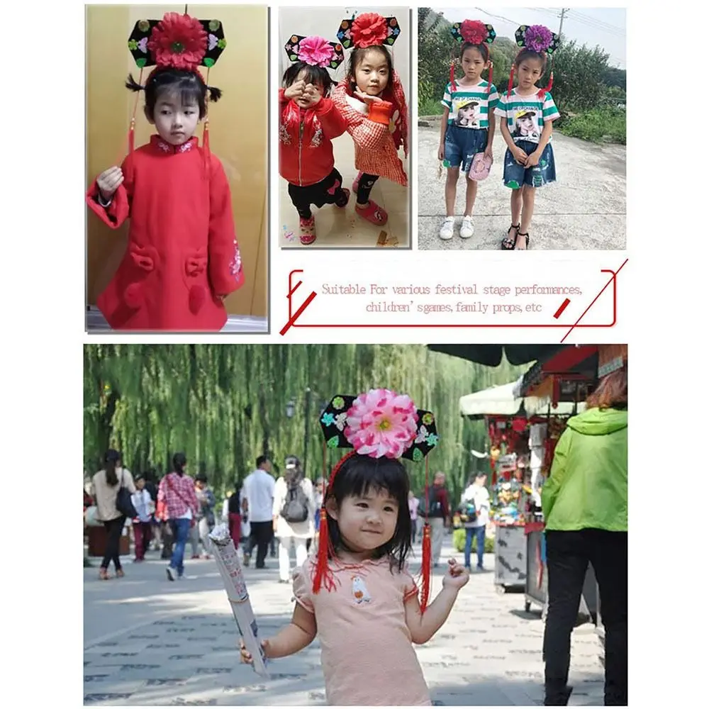 1Pcs Chinese Style Traditional Crown Hat Cosplay Prop with Long Tassel Royal Princess Headband for Kid Adult Palace Performance