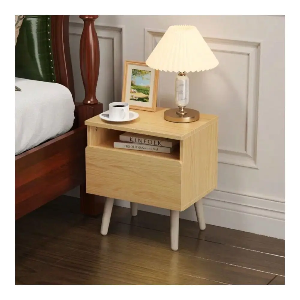 

Drawer Nightstand, MDF Bedside Table, End Table With Storage Cabinet For Bedroom, Living Room, Black White Natural