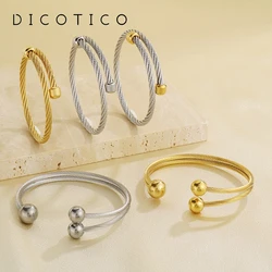 New Stainless Steel Cuff Bangle For Women Men Gold Silver Color Twist Wire Open Bracelet Mujer Wedding Party Jewelry Fashion