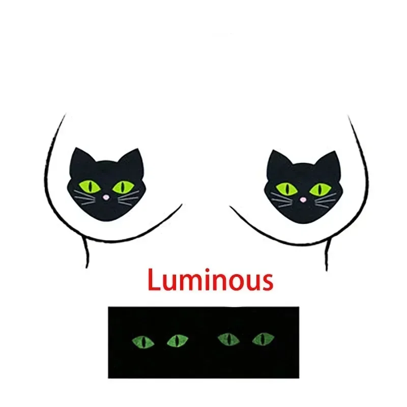 1 Pair fun Sexy Luminous Shape Adhesive Nipple Covers BreastsBreast Cat fun Sticker Emptied Chest Breast