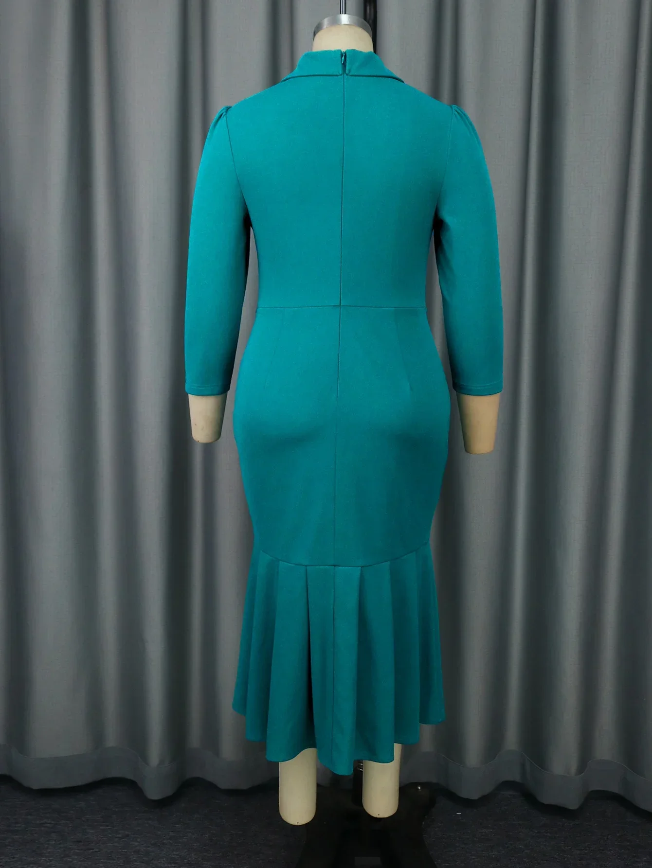 ผู้หญิงElegant POLO COLLARชุดแขนยาวเอวสูงฤดูใบไม้ร่วงฤดูหนาวสีทึบเดินทางWorkwear