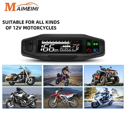 Universal Digital Motorcycle Speedometer Moto Meter Digital Tachometer Odometer Instrument Sensor Speed Gauge Tacho RPM Meter