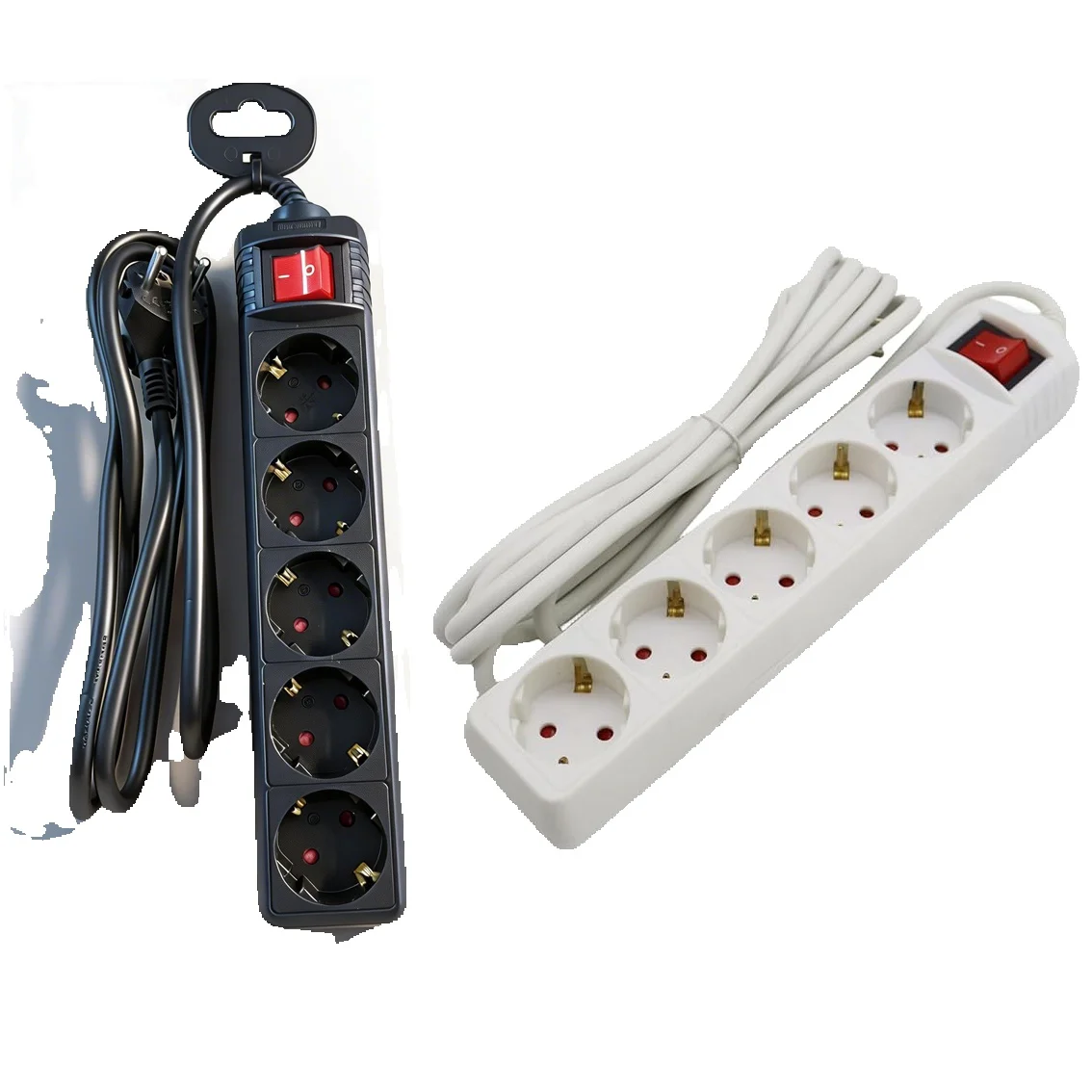 Multipresa Schuko EU a 5 Prese con Interruttore 16A 3680W, Prolunga a 5 Prese con Protezione Bambini, Cavo in Rame Spesso 3m 3G1.5mm
