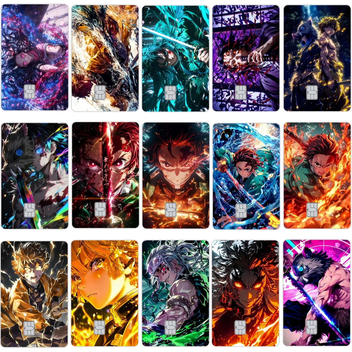 

1 шт. Аниме-наклейка на кредитную/дебетовую карту с Камадо Нэзуко и Томиока Гию, матовая пленка, водонепроницаемая, с блестками, для передней стороны