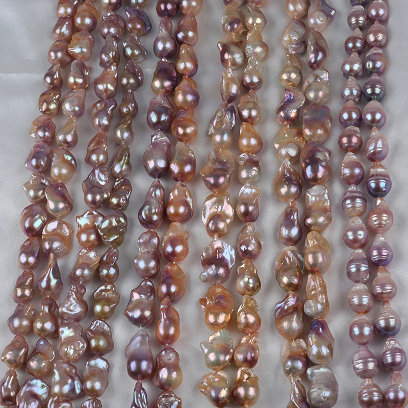 

Wholesale 13-16mm/14-18mm/15-19mm Pink/Purple Big Size Baroque Shape Freshwater Pearl Strand For Jewelry Making