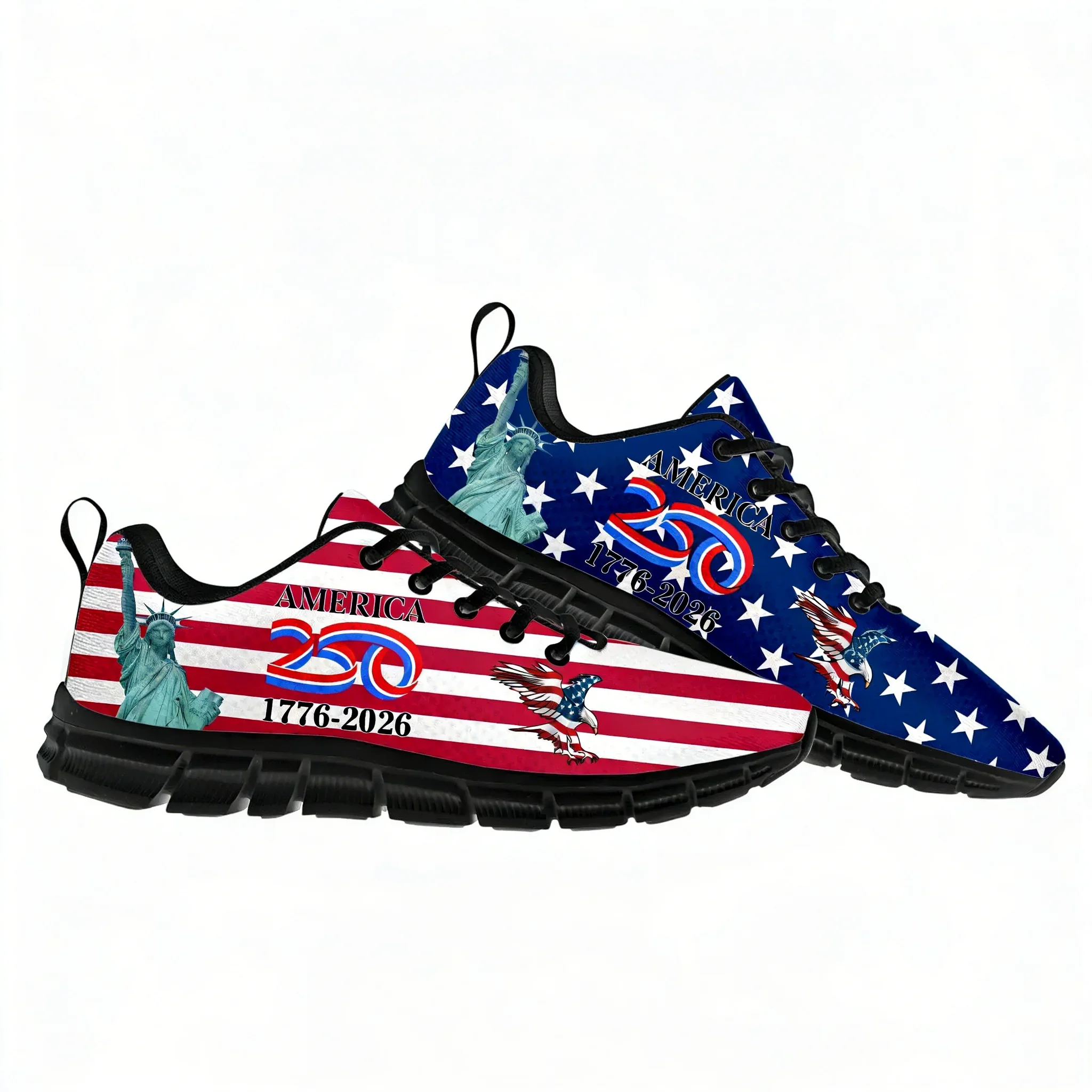 America 250th Anniversary 1776-2026 Sports Shoes Mens Womens Sneakers Durable Elastic Footwear Casual Custom Couple Shoes Black