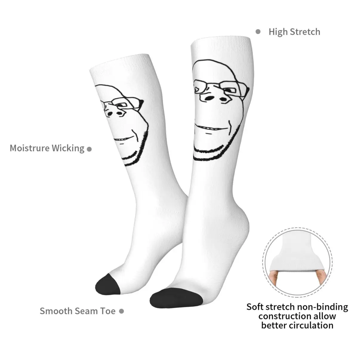 Calcetines sonrientes y saludables de Wojak Soyjak, medias Harajuku, calcetines largos para todas las estaciones, accesorios para regalo de cumpleaños Unisex