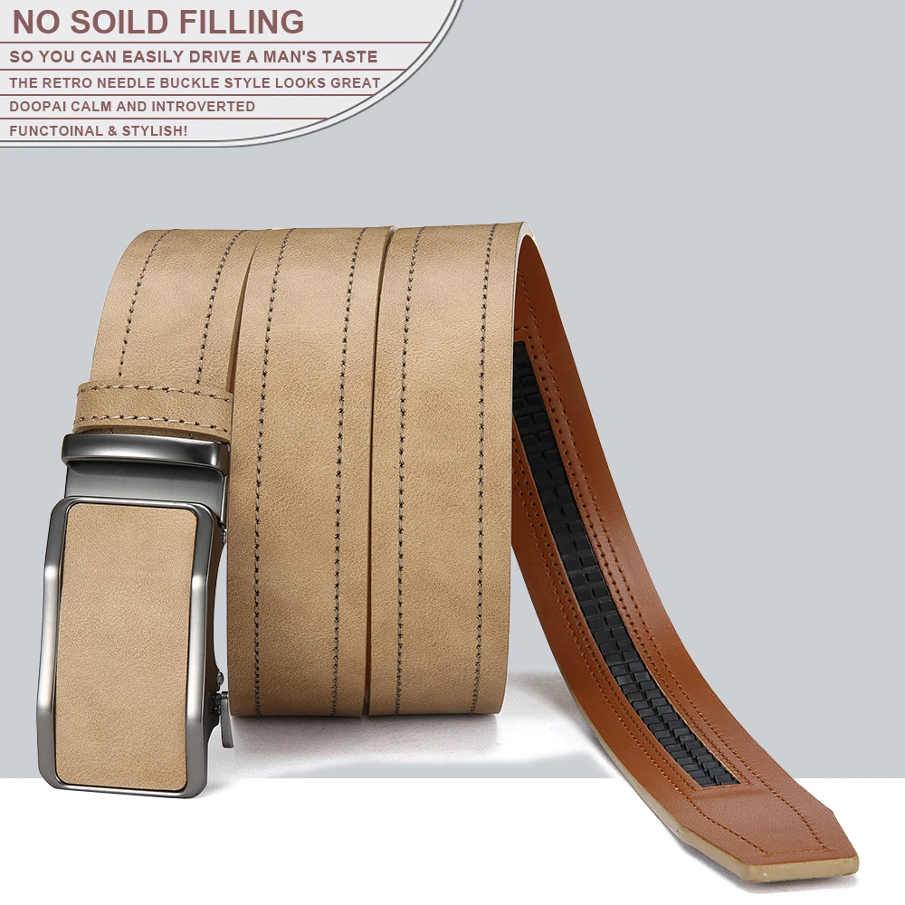 Men’s Luxury Automatic Buckle Belt, High Quality Genuine Leather, Cuttable Black Brown Business Casual Fashion Belt