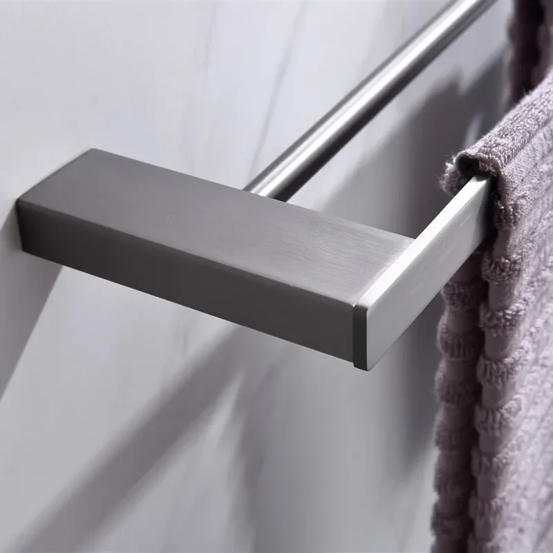 Gun gray towel double rod bathroom towel storage shelves bathroom hardware towel rack wall mounted