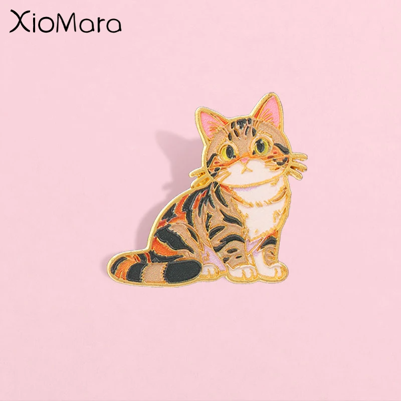Cute Cartoon Calico Cat Enamel Pin, Funny Kitten Badge, Fashion Clothes Backpack Accessory, Gift for Cat Lovers