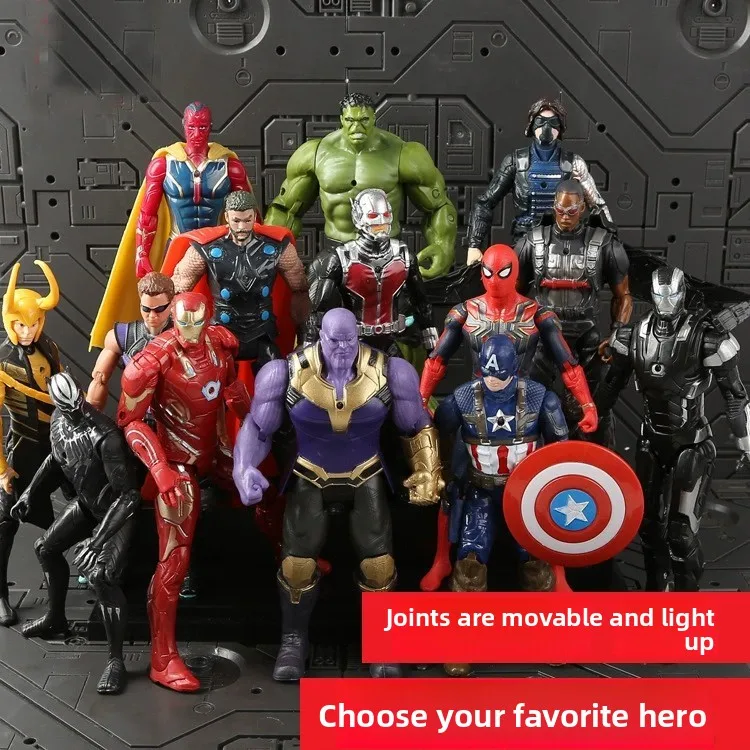 Avengers Hero-actiefiguur: Iron Man, Spider-Man en Hulk, met beweegbare gewrichten en bewegbare displaymodellen, speelgoedfiguren