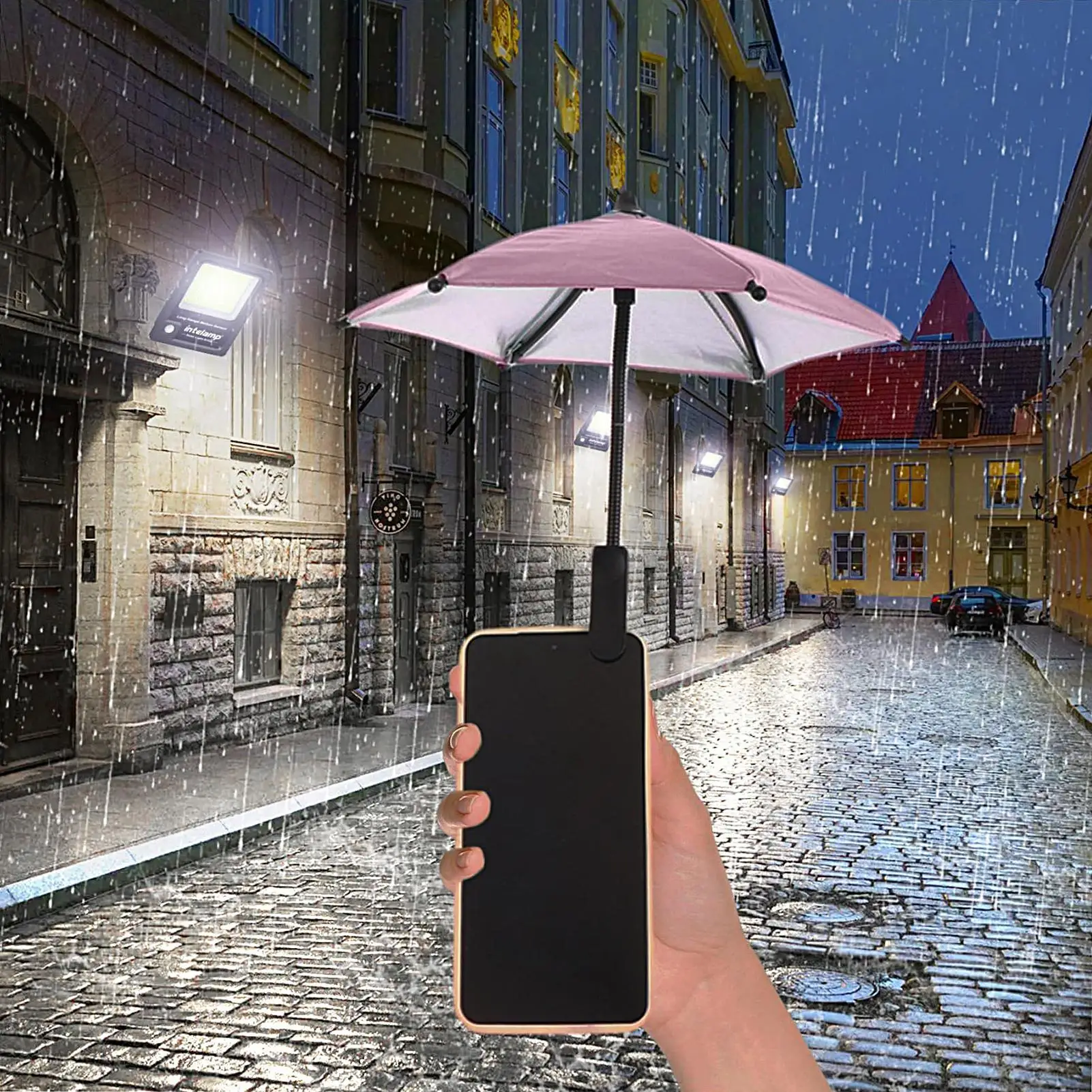 Phone Umbrella Sun Protection Phone Clip on Umbrella Angle Adjustable Anti-Reflective UV Protection Cover for Camping Outdoor