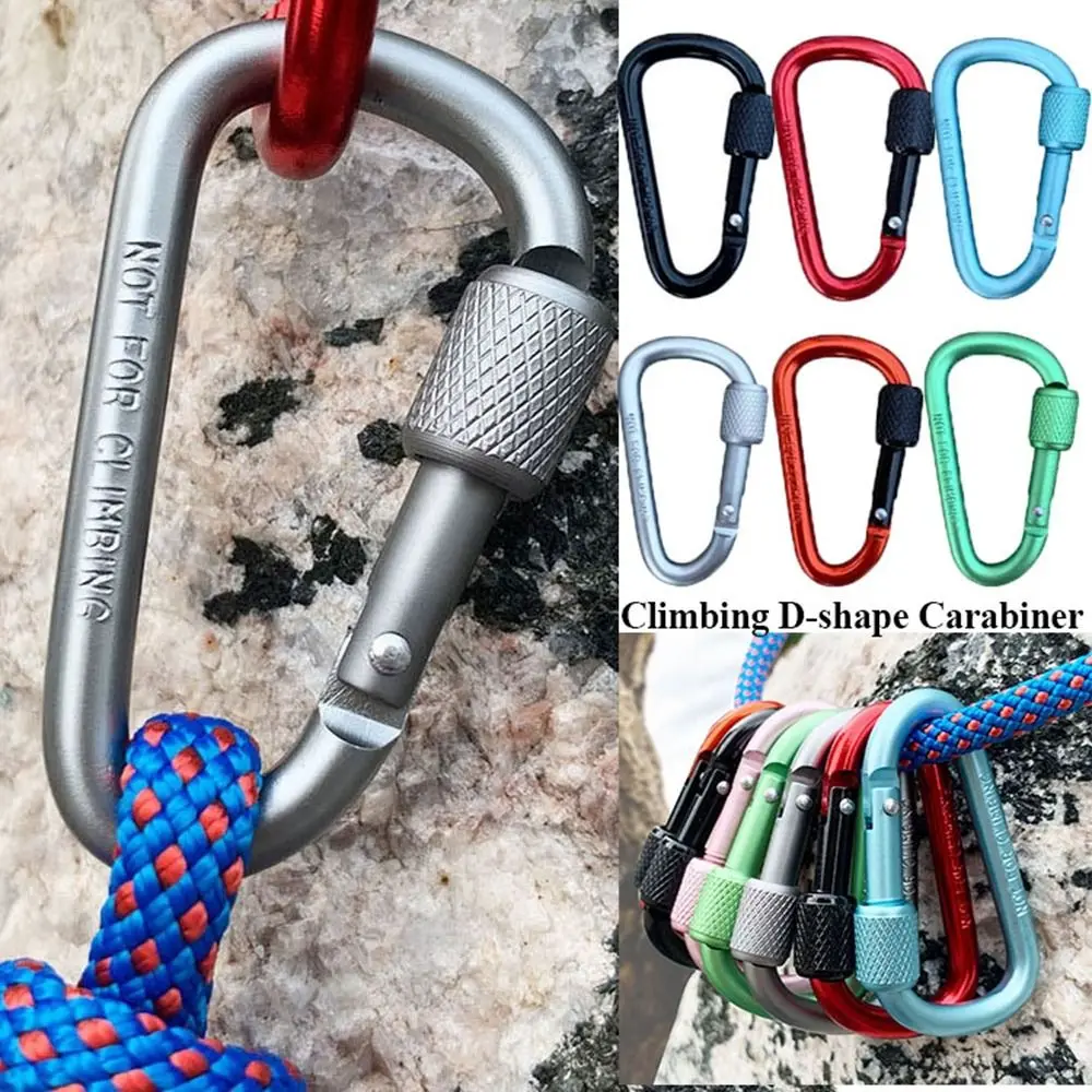 High Quality Multi Colors Outdoor Sports Buckle Aluminium Alloy with Lock Safety Buckle Keychain D-shape Carabiner Outdoor Tool