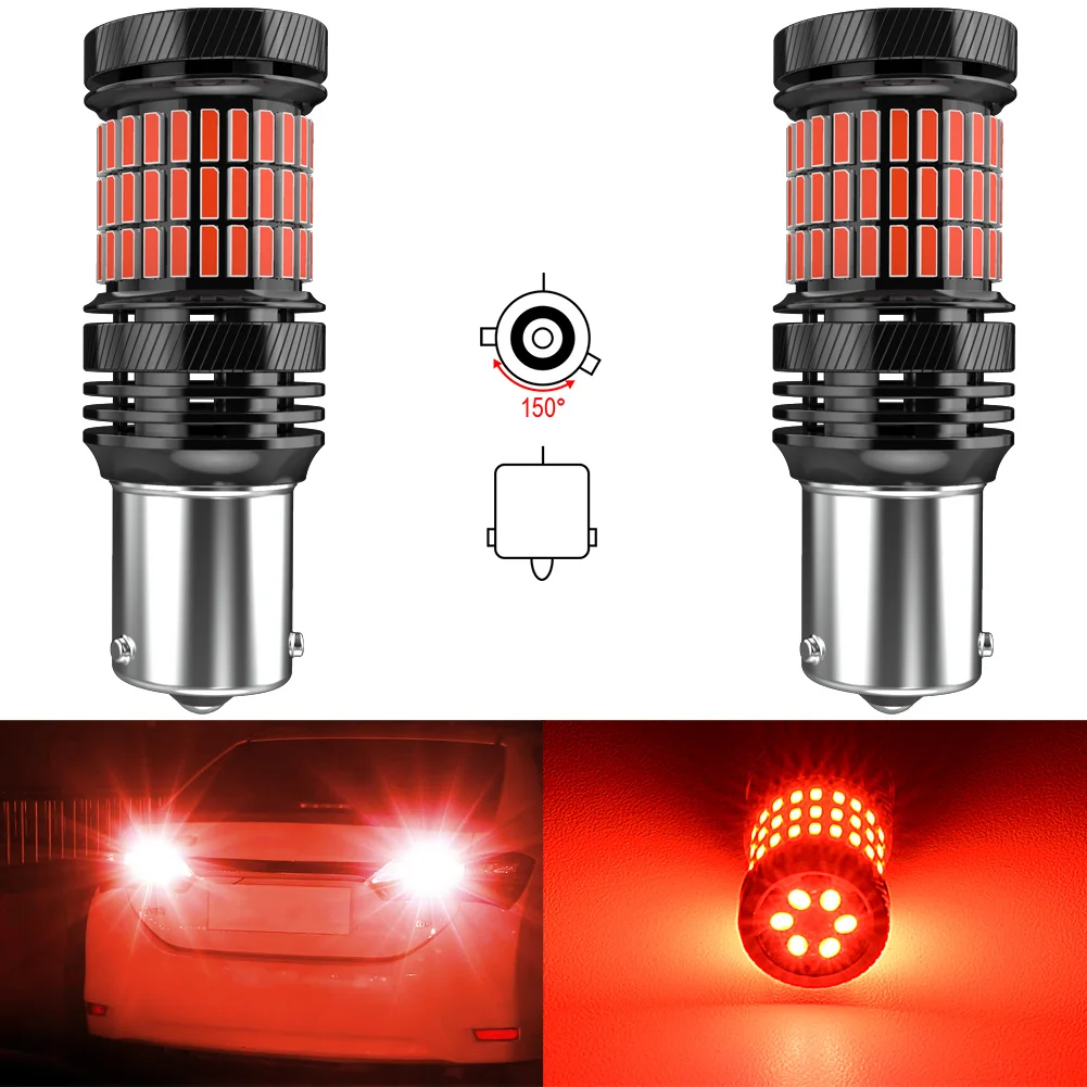 

2Pcs BAU15S PY21W 7507 LED Red Bulbs 12V Canbus Error Free 2835 SMD Chip Mini Size Car Lamp Plug and Play Auto Turn Signal Light