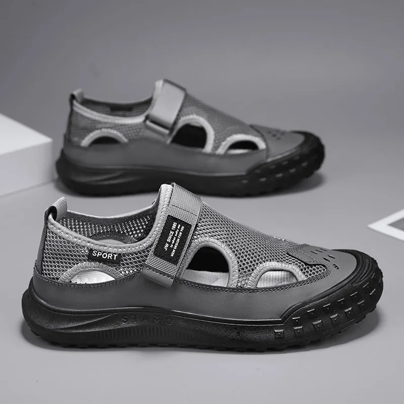 Hollow Mesh Hole Shoes for Men, Breathable Summer Water Wading Upstream Shoes, Soft Soled Outdoor Sports Beach Sandals for Men