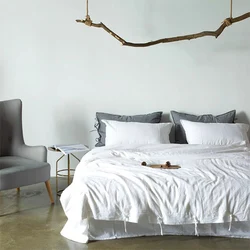 Pure Linen Bedding Set, Skin Friendly Fabric Quilt Cover Set, White Double King Size Duvet Cover, Sheet and Pillowcases