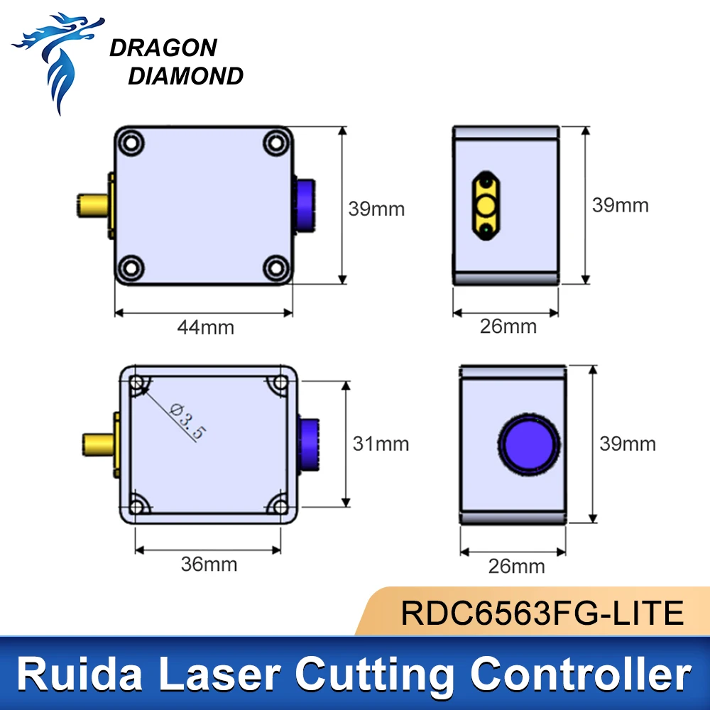 Оригинальный волоконный лазерный контроллер Ruida RDC6563FG-Lite с автоматической калибровкой, трехосевой контроль для станка для резки волокна 1064 нм