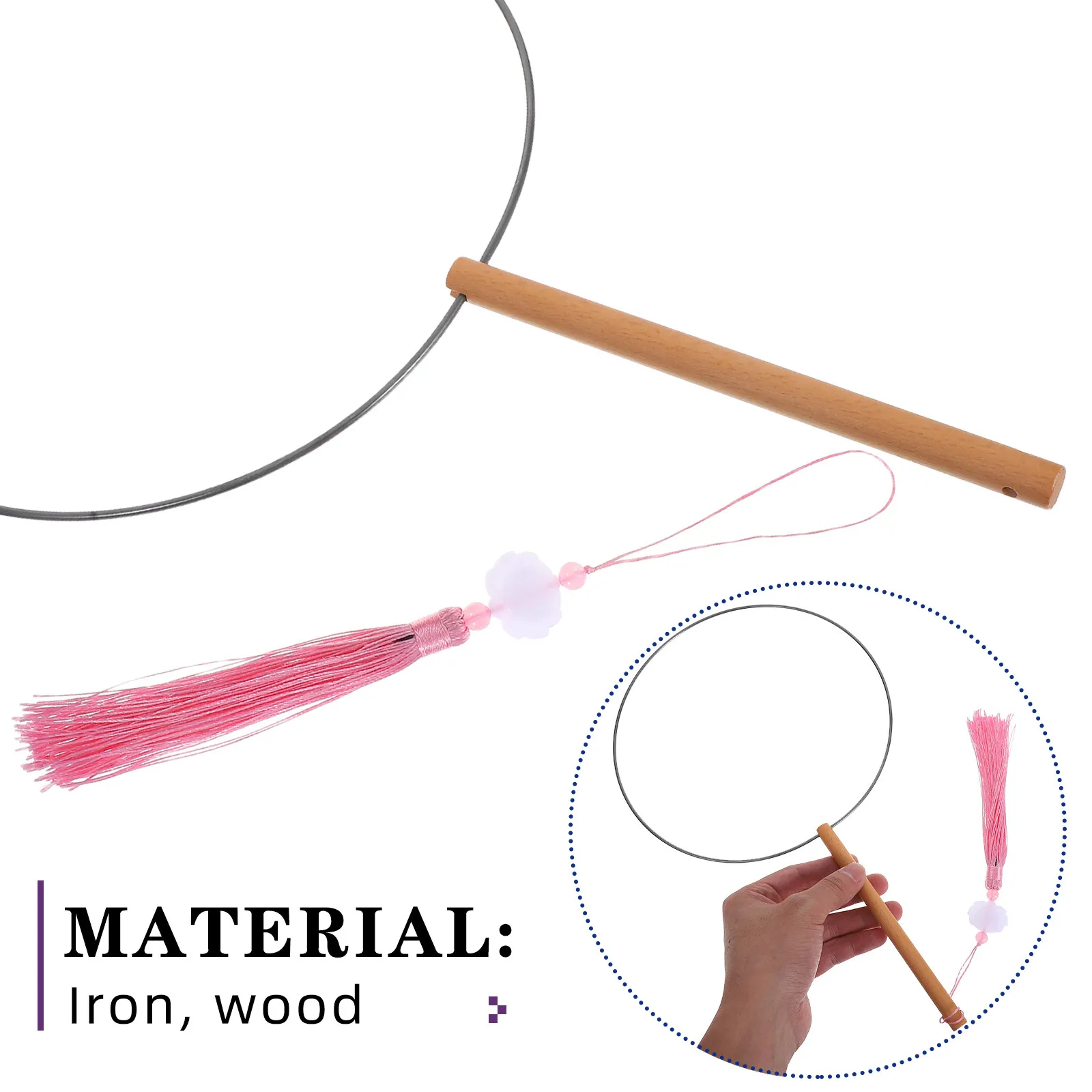 6Pcs Handmade Chinese Hand Fan Frame Iron Circular Short Handle for DIY Craft Wedding Stage Performance Fan Making Supplies
