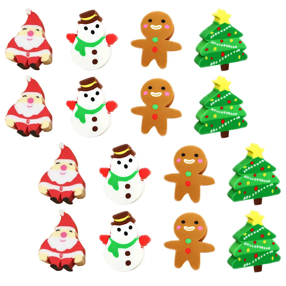 

40 Pcs Christmas Tree Erasers Mini School Supplies Daily Use Wear Resistant Pencil Kids Student Accessories Portable Gift Ideas
