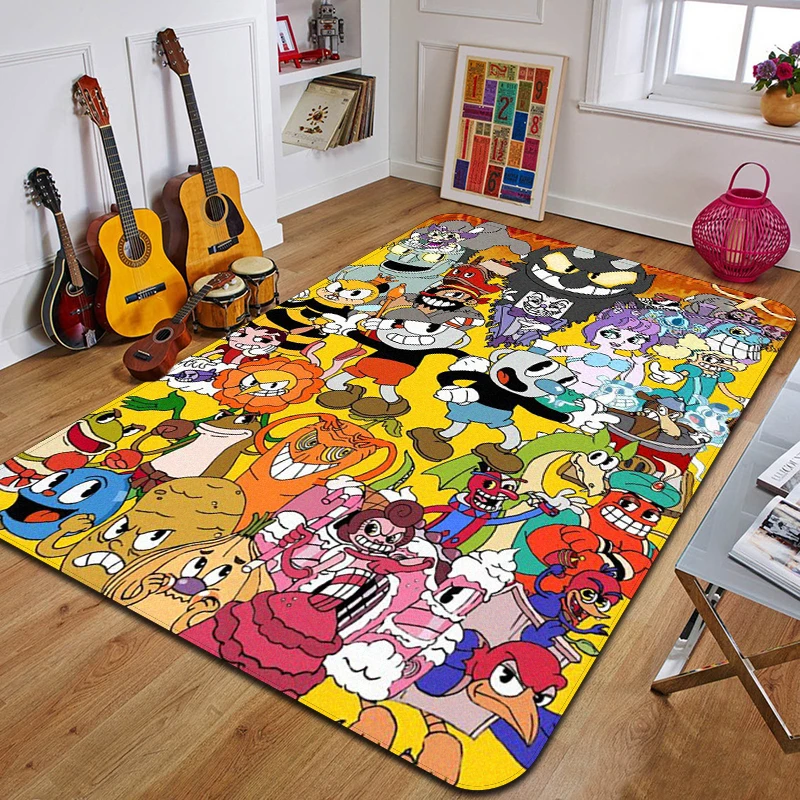 C-Cuphead Pop Printed Carpet Entrance Doormat Living Room Bedroom Non-slip Carpet Home Decorative Floor Mat New Year Gift