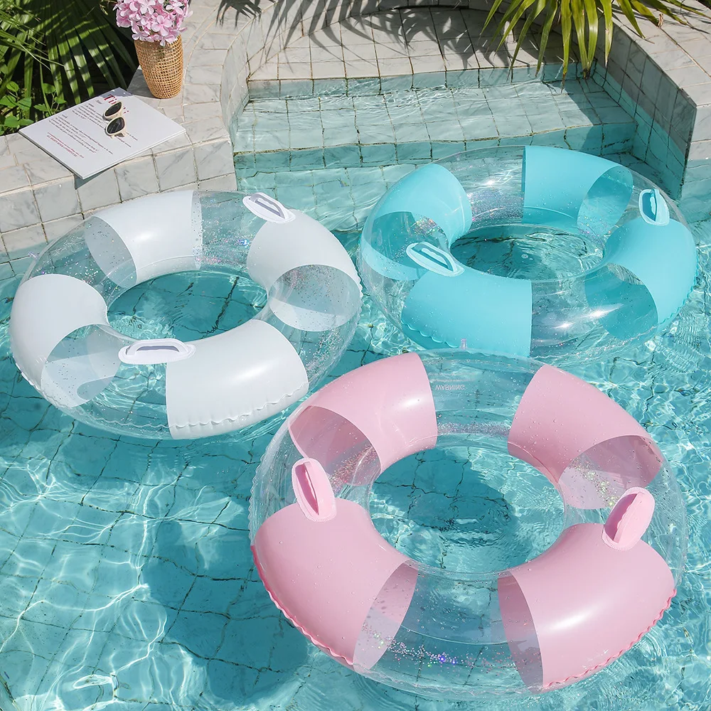 透明な水泳リング 大人用 厚みのあるインフレータブル脇下浮き - Pool Float Ring Inflatable のレビューと価格