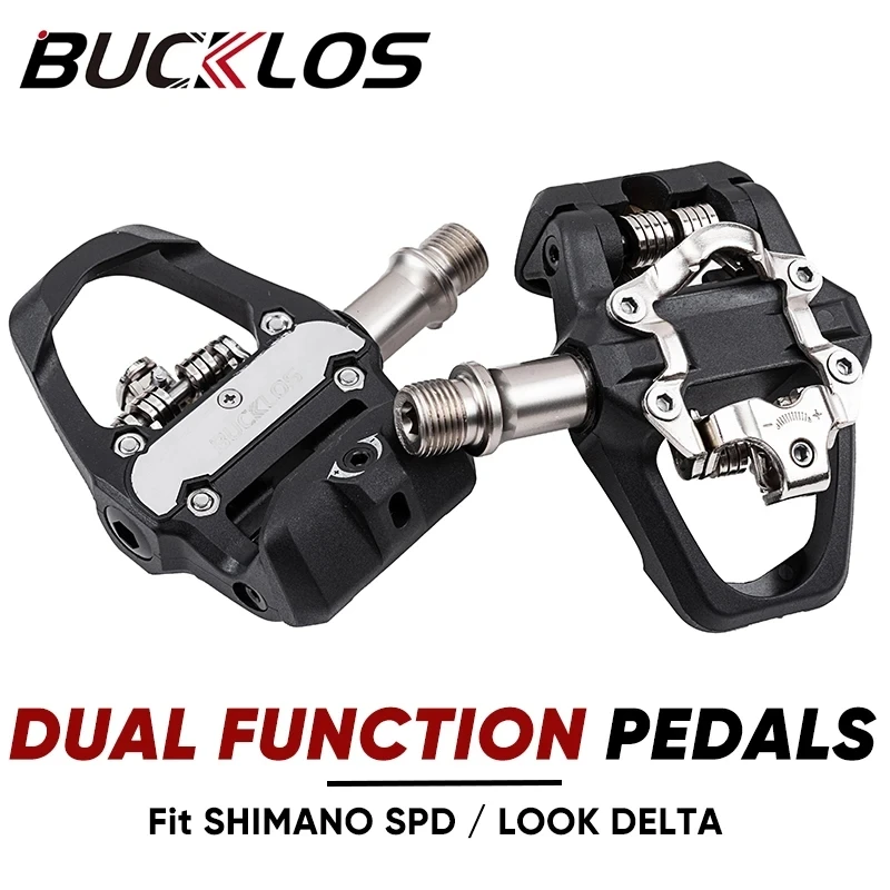 BUCKLOS Bike Pedal Dual Function Bicycle Platform Pedal Road Mountain Bike Cycling Pedal for SPD LOOK DELTA System Cliples Pedal