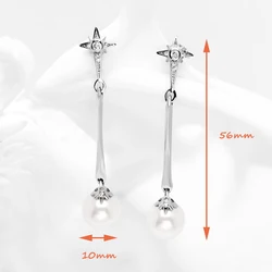 Earrings Freshwater Pearl Star New Vintage 925 Sterling Silver Gift For Women High Quality Fine Jewelry
