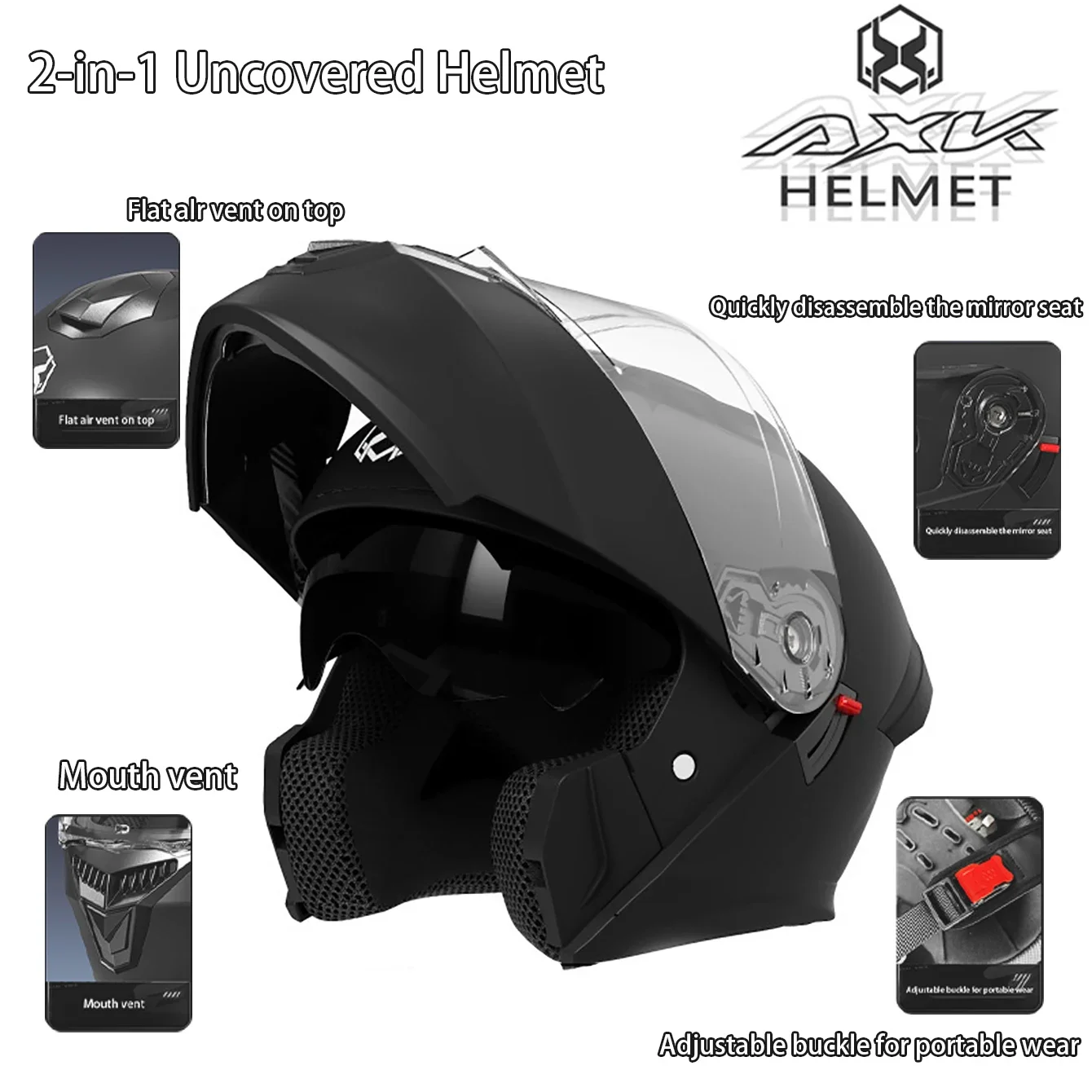 High Quality DOT Certified Men Women Electric Moto Flip-up Full Face Helmet Dual Mirror Visor Safety Racing Two One Scene Helmet