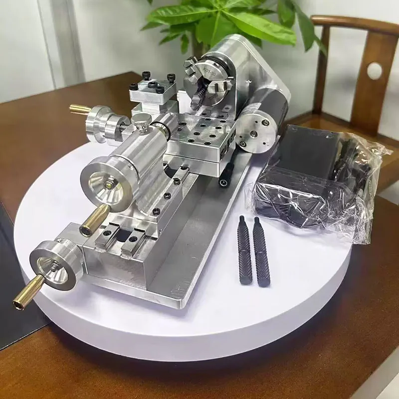 مخرطة صغيرة رائعة يمكنك صنعها بنفسك متعددة الوظائف لأعمال النجارة مخرطة صغيرة محمولة لسطح المكتب مخرطة صغيرة 220 فولت 80 وات 100-2500 دورة/دقيقة