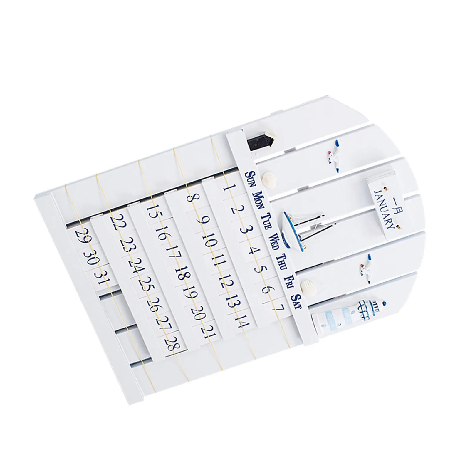 

1Pcs Wooden Perpetual Wall Calendar Mediterranean Style Home Decor Calendar Decoration Creative Date Reminder Date Reminder