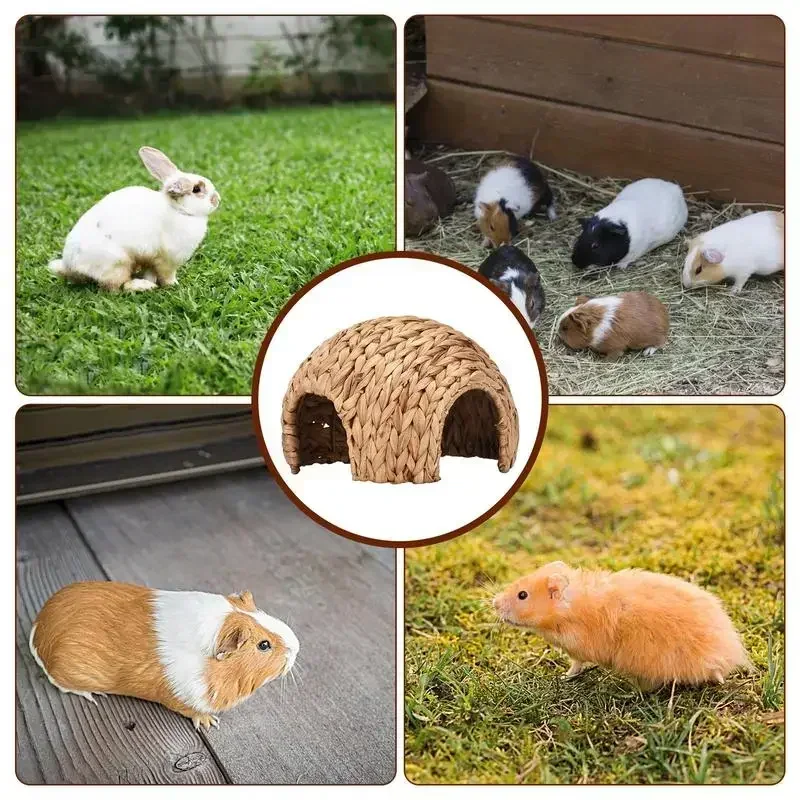 Animals Small Guinea Bunny Rabbit Cages Pig Hand Made For Hamster Mat Cattail Natural House Comfortable Grass