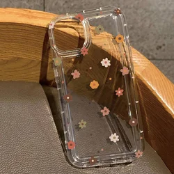 Case For Samsung Galaxy S24 S23 Ultra S22 S21 FE A54 A34 A14 A53 A33 A15 A35 A55 5G Floral Pattern Transparent Shockproof Cover