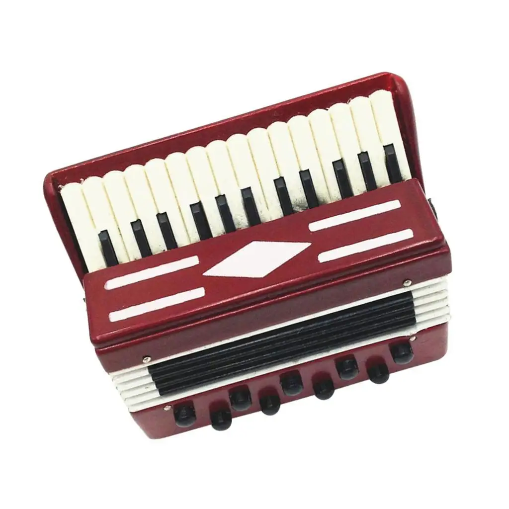 

Wooden Mini Accordion Black Case Dolls House Miniature Music Instrument Gift