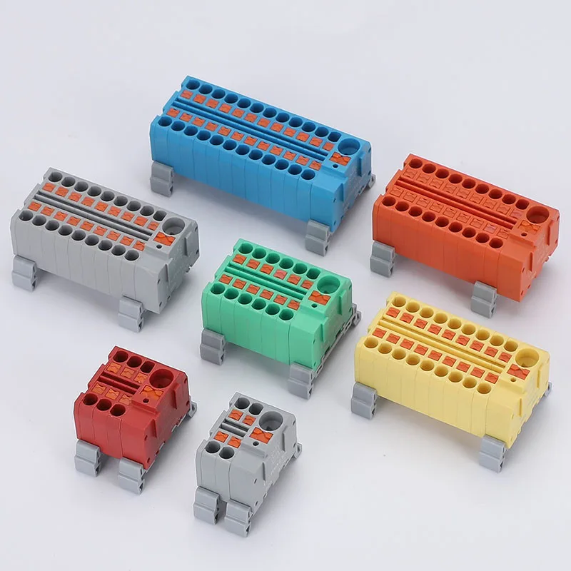Push-in Terminal Block PTF6X2.5mm One in Multiple Out Splitter Spliceable Wire Connectors DIN Rail Junction Box Electrical Joint