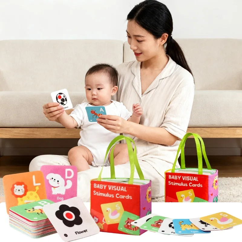 Karty edukacyjne dla niemowląt do nauki rozpoznawania liter, książeczka edukacyjna dla dzieci w wieku 0-1 roku, zabawka edukacyjna dla dzieci, karty materiałowe.