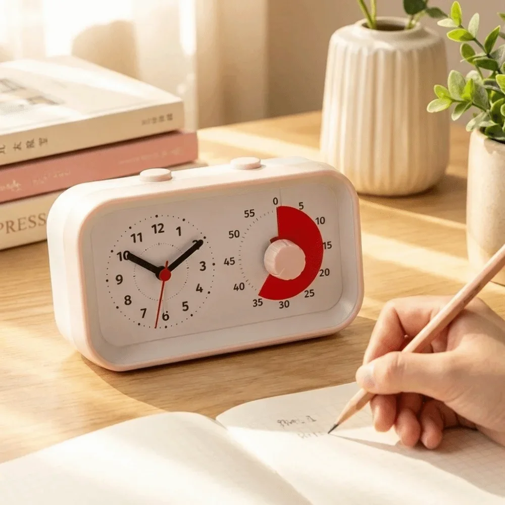Dual Screen Dual Screen Visual Timer Self-discipline 60 Minute Countdown Time Manager Alarm Clock Silent Battery Operated Gifts