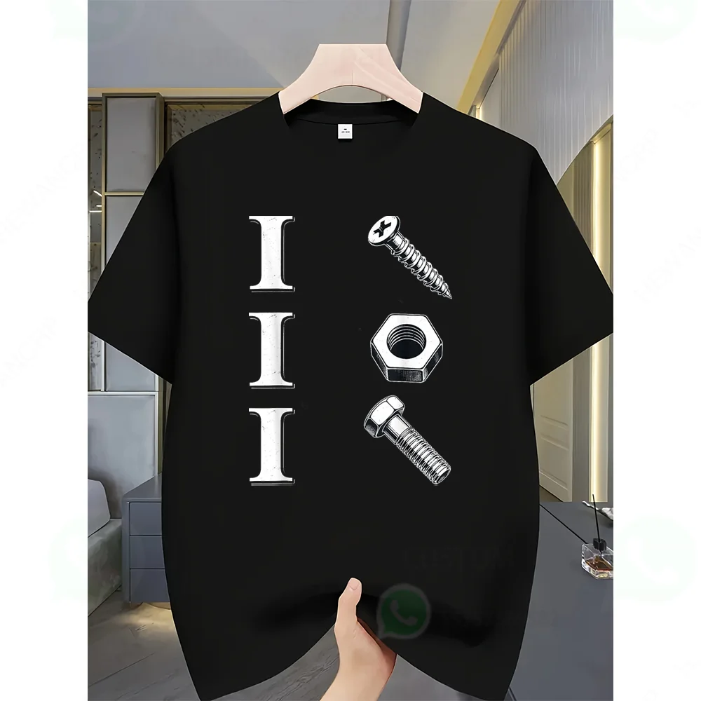 I Screw I Nut I Bolt Pun Graphics Vintage Men'S T-Shirt Casual Tshirts O-neck short-sleeved Tops Tee Streetwear Oversized TShirt