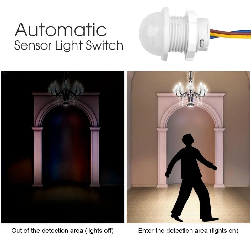 1pcs Closet PIR Sensor Detector Lighting Switch 110V 220V LED PIR Infrared Motion Sensor Detection Automatic Sensor Light Switch