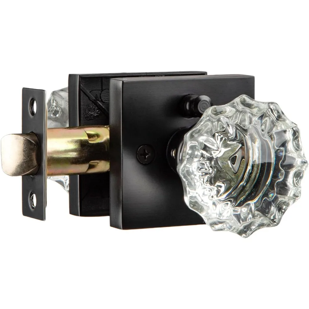 

Crystal Glass Door Knob with Latch for Passage Door (Black)
