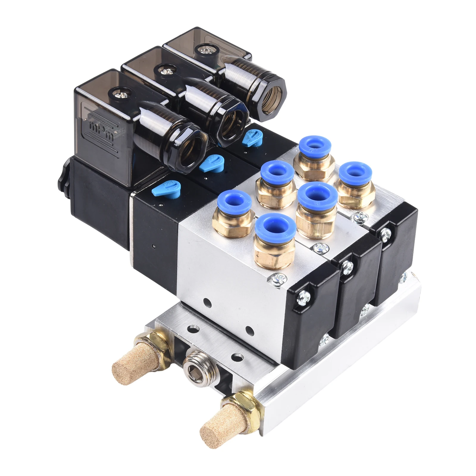 Test the power on status manually Pneumatic Solenoid Air Valve 4V21008 24V 14In Base Quick Fitting Muffler Set