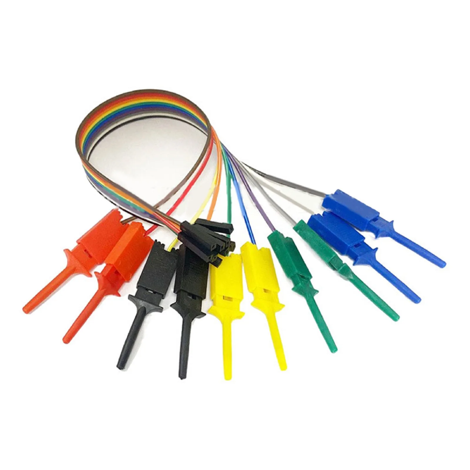 1pc Logic Analyzer Cable Clamp Probe 25cm 10 Needle Hook Clamp Kit 5 Color Retractable Clips Black/blue/red/green/yellow