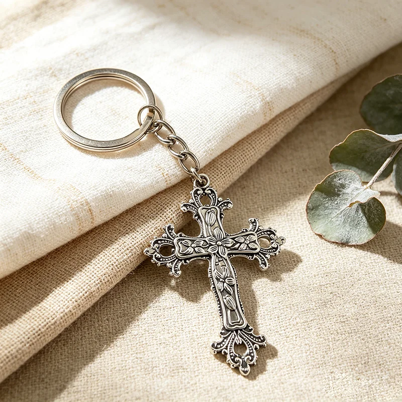 1pcs Vintage Goth Cross Keychain Car Women Men Bag Accessories Jewelry Gifts Keyrings Wholesale Holder