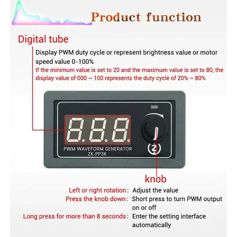 Gerador de sinal pwm lcd de modo duplo ZK-PP3K 1hz-99khz pwm ciclo de trabalho de frequência de pulso gerador de onda quadrada ajustável