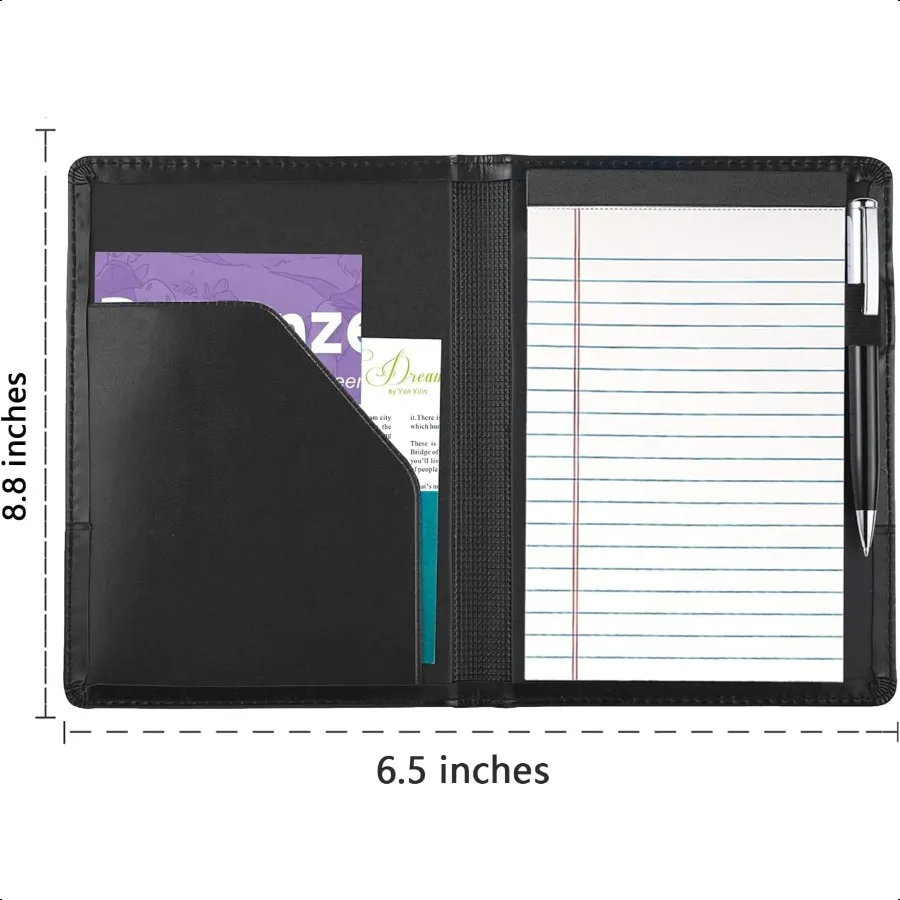 Padfolio Portfolio Binder Mini Padfolio Portfolio Binder 5x8 لوحة الكتابة القانونية A5 مجلد منظم المستندات للرجال والنساء Bla