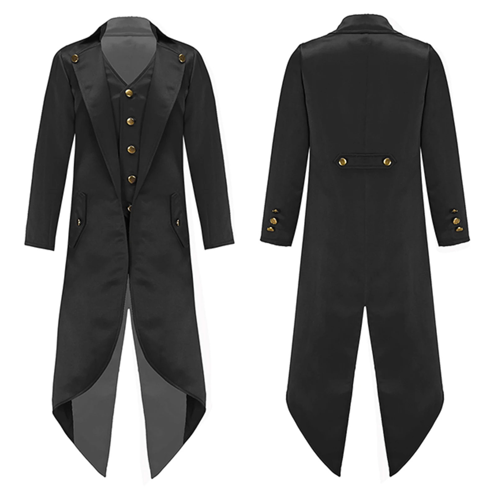 Renaissance Steampunk Tailcoat Uniform Halloween Costumes for Boys Kids Medieval Pirate Vampire Victorian Jacket Frock Coat