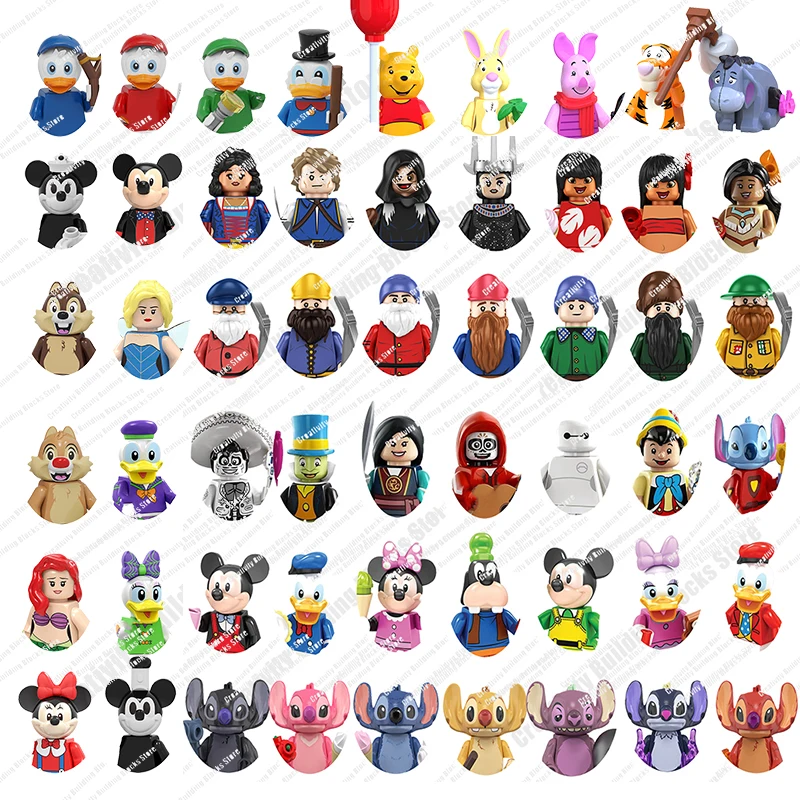 새로운 디즈니 인기 시리즈 클래식 영화 작은 소년 공주 소녀 3D 모델 DIY 빌딩 블록 장난감 모델 어린이 장난감 선물